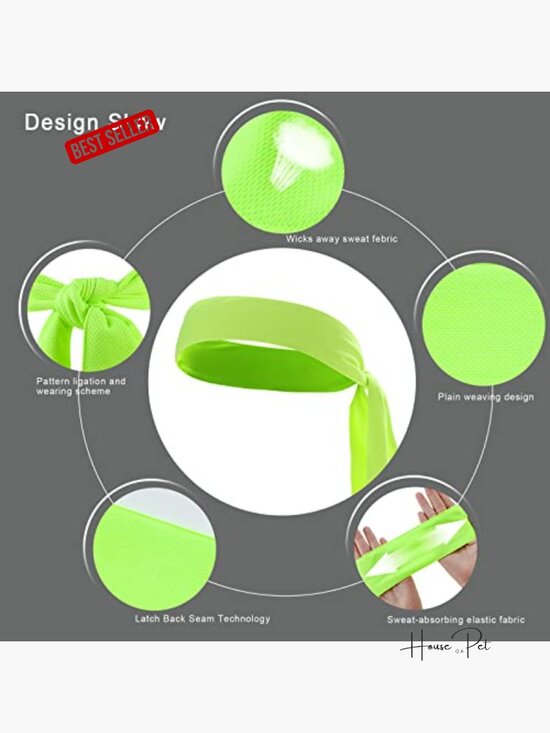 9 Pack Unisex Tie Headbands Sport Hair Band Solid Athletic Sweatbands for main image 4